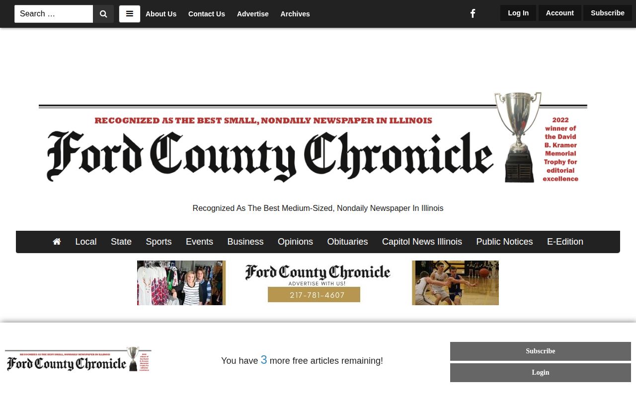 Ford County Chronicle Paxton police blotter article used as a story-to-record example, not a rehosted booking photo