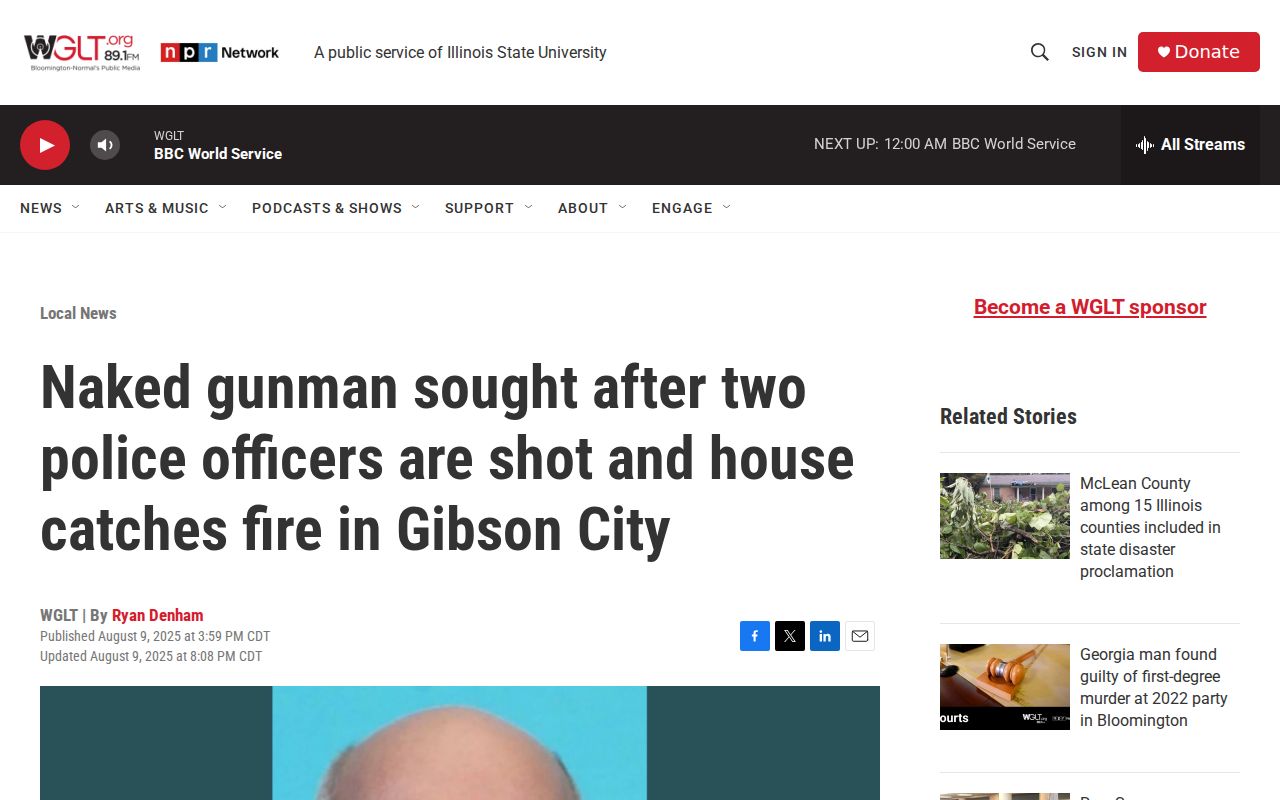 WGLT Gibson City public-safety story used as reporting context, not a Ford County wanted-list image