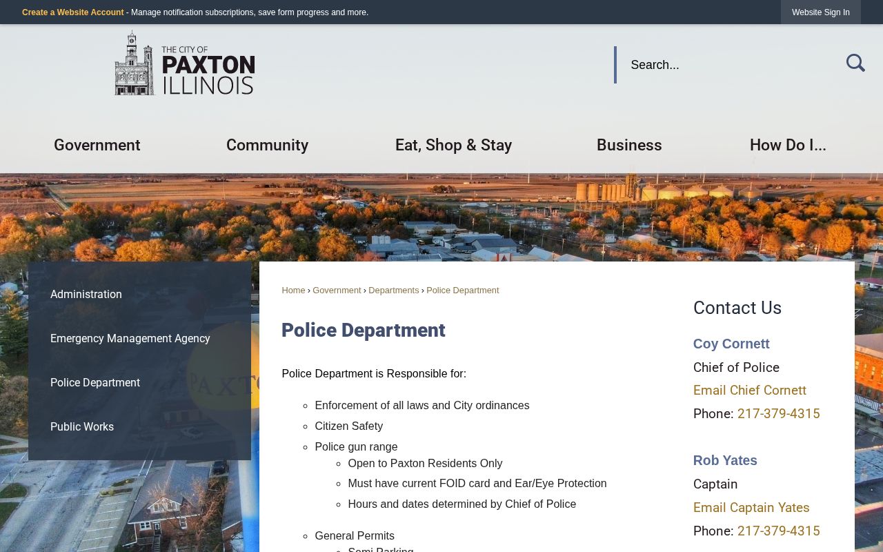 Paxton Police Department and Ford County booking-record source